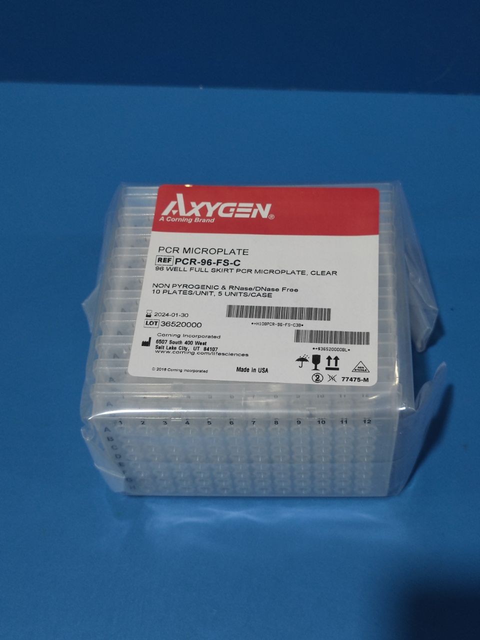 青岛库  96孔全裙透明PCR板   AXYGEN 10只/包*5/箱 10只/包*5/箱