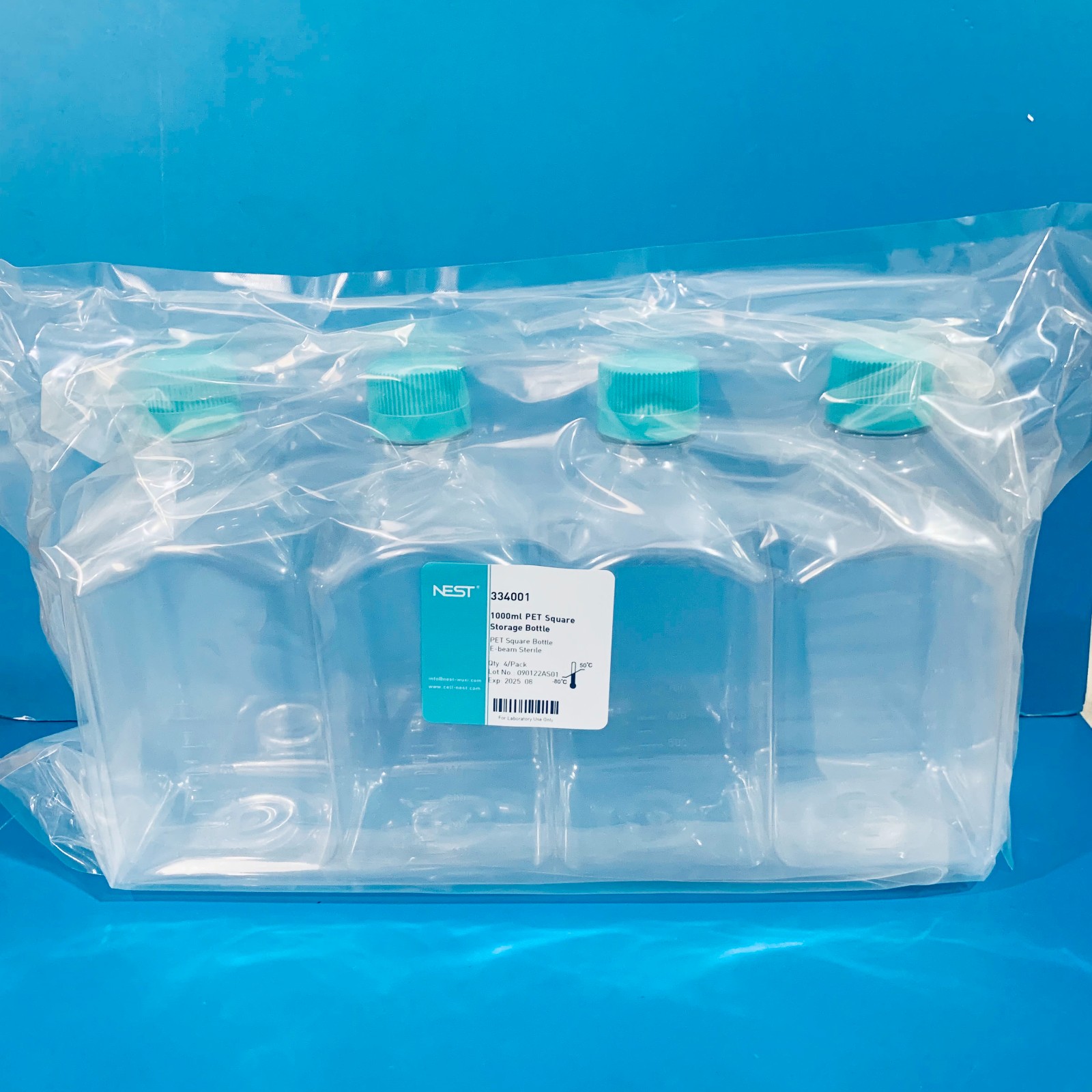 NEST NEST 青岛库 1000mL  方形, 透明试剂瓶 nest 1000ml 4个/包 3包/箱 1000ml 4个/包 3包/箱