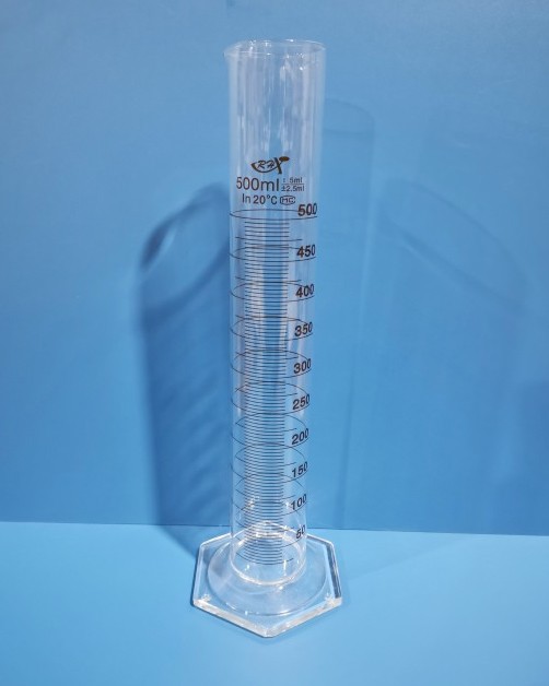 RH RH 青岛库 高硼硅六角底量筒 A级 500ml RHX 优等品高过检率 量入式 500ml 500ml