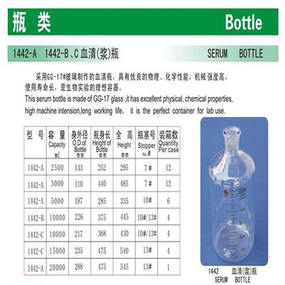 蜀牛 蜀牛 济南库 刻度血清瓶 2500ml 配7#胶塞 蜀牛 2500ml 12只/箱 济南库 2500ml 12只/箱 济南库