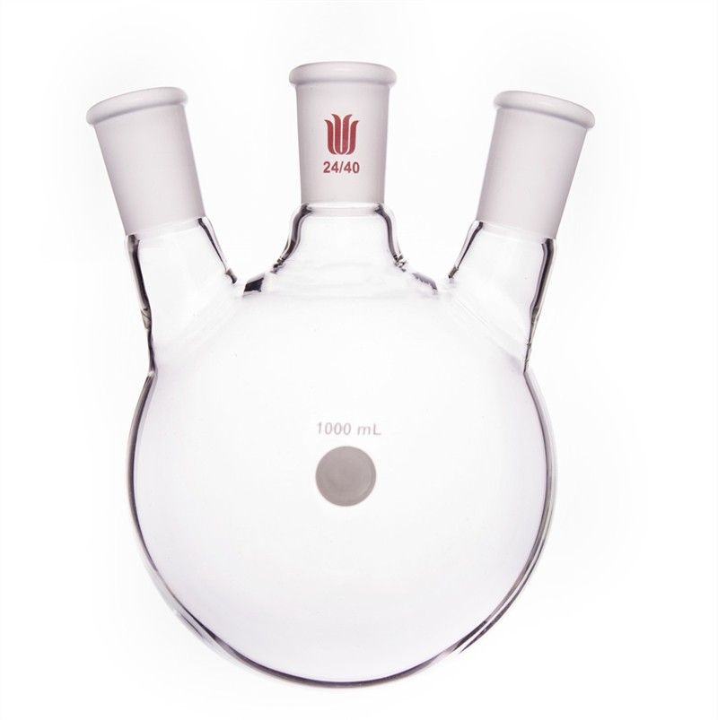 欣维尔 欣维尔 济南库 斜三口烧瓶 1000ml  24*3 欣维尔 1000ml 中间24/40侧24/40 济南库 1000ml 中间24/40侧24/40 济南库