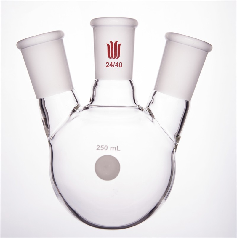 欣维尔 欣维尔 青岛库 斜三口烧瓶 250ml  24*3 欣维尔 250ml 中间24/40侧24/40 青岛库 250ml 中间24/40侧24/40 青岛库