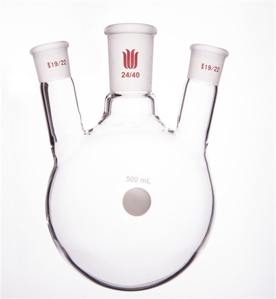 欣维尔 欣维尔 济南库 斜三口烧瓶 500ml  24*19*2 欣维尔 500ml 中间24/40侧19/22 济南库 500ml 中间24/40侧19/22 济南库