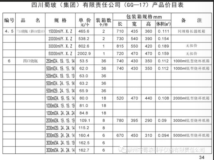 四口烧瓶价格表.jpg