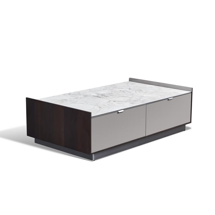 爱客意 爱客意 Minotti Darren 高光灰色+岩板+烟熏色+不锈钢架 茶几 140*80*42 Darren 茶几 140*80*42 Darren 茶几
