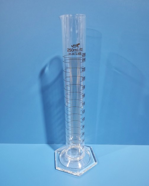 RH RH 青岛库 高硼硅六角底量筒 A级 250ml RHX 优等品高过检率 量入式 250ml 250ml