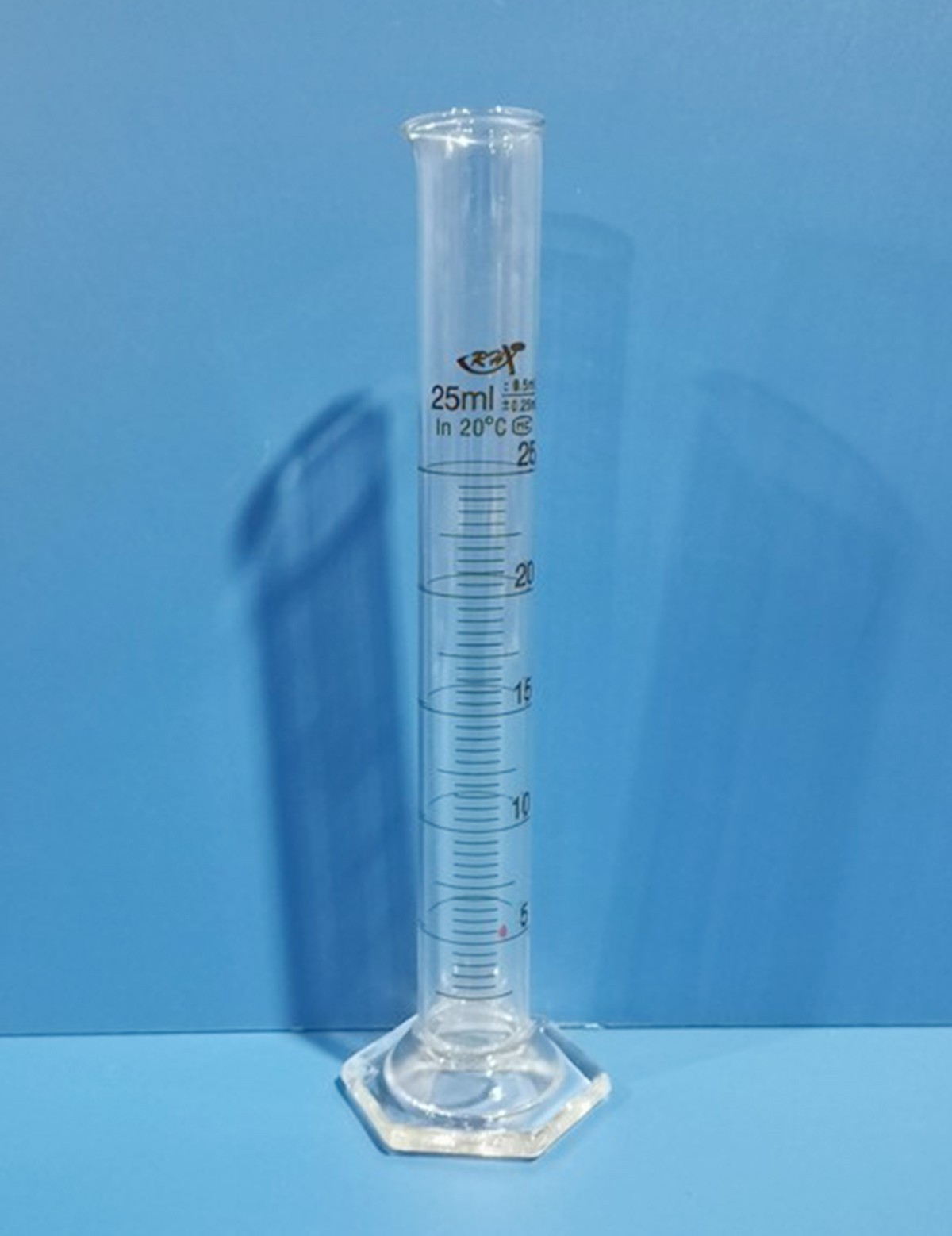 RH RH 青岛库 高硼硅六角底量筒 A级 25ml RHX 优等品高过检率 量入式 25ml 25ml
