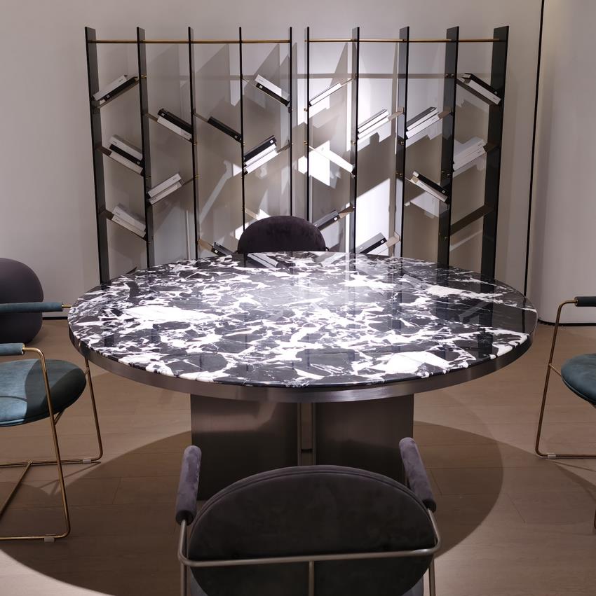 云比亚 云比亚 Minotti Lou  进口奢石宝格丽黑大理石 圆餐桌 DT2900 φ160*76 DT2900 φ160*76 DT2900